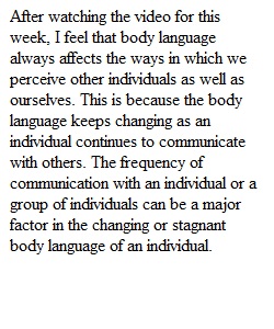 Week 2b Discussion--Perception and Body Language